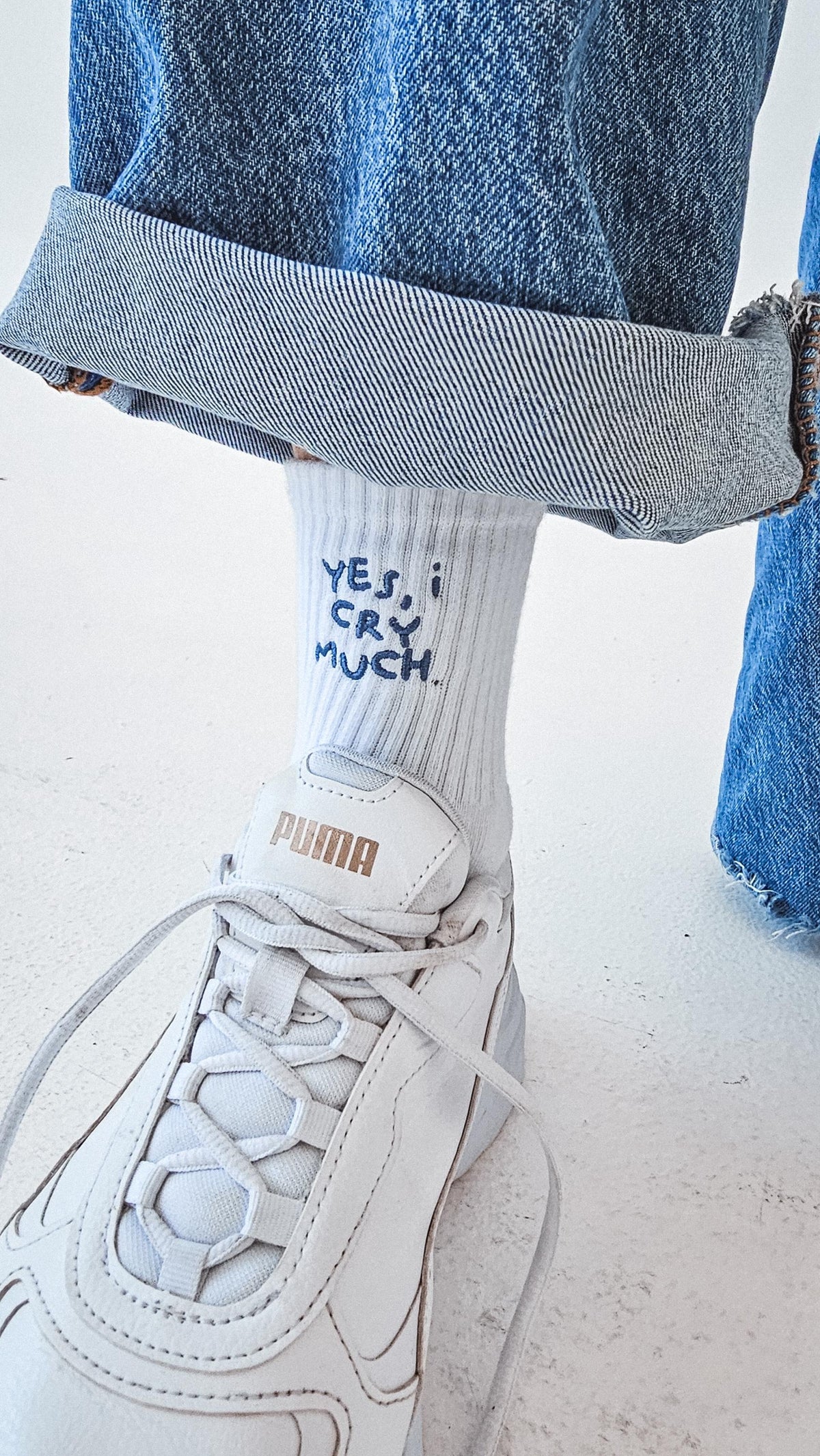 Tynora Unisex Custom Embroidered White Socks . Personalized Crew Socks with Stretch Cotton Blend