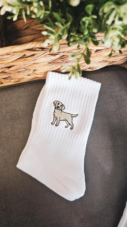 Tynora Unisex Beagle Embroidered Socks - Soft Crew Socks with Dog Motif