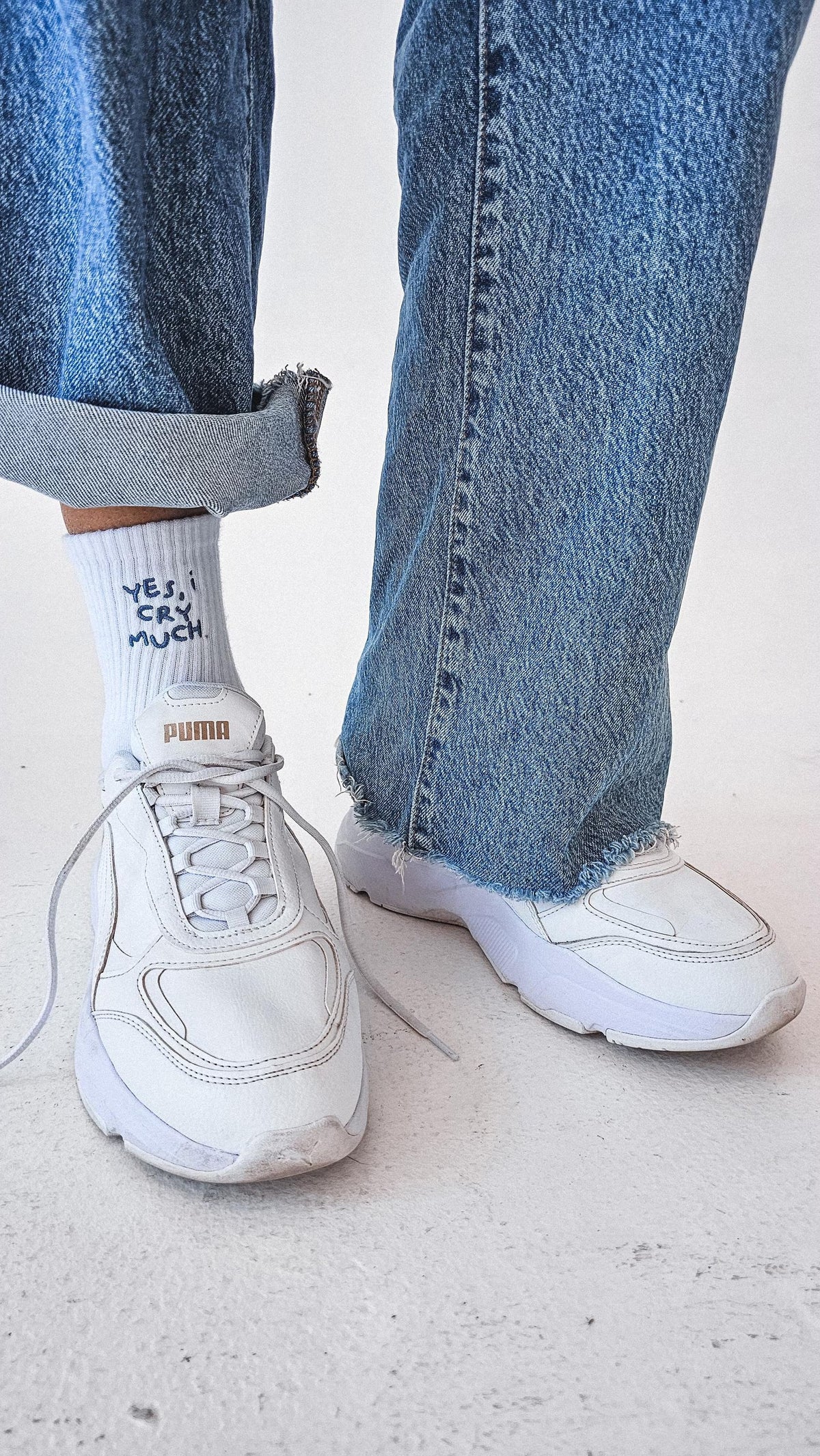 Tynora Unisex Custom Embroidered White Socks . Personalized Crew Socks with Stretch Cotton Blend