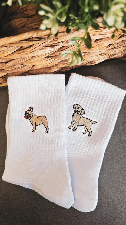 Tynora Unisex Beagle Embroidered Socks - Soft Crew Socks with Dog Motif