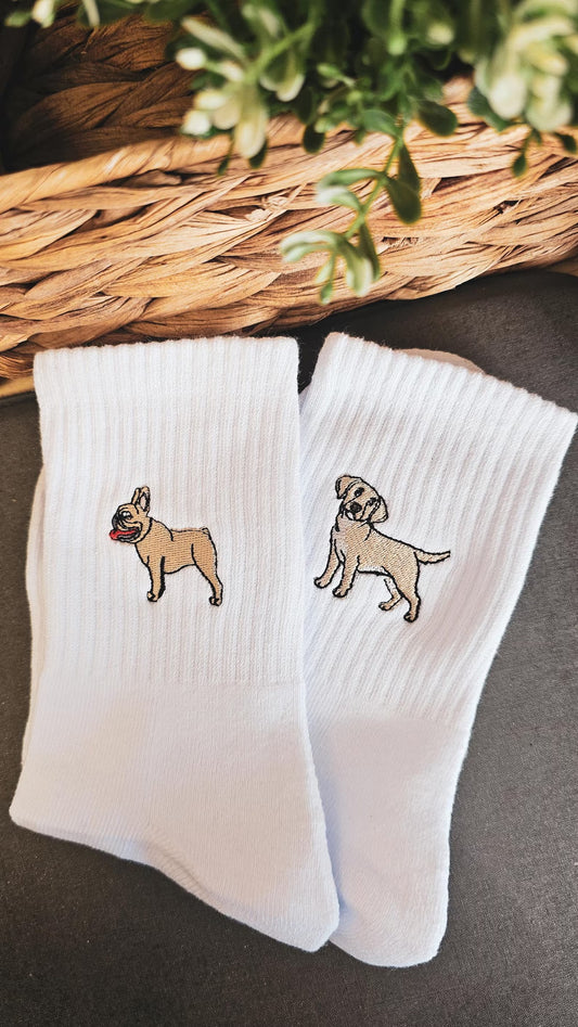 Tynora Unisex Beagle Embroidered Socks - Soft Crew Socks with Dog Motif