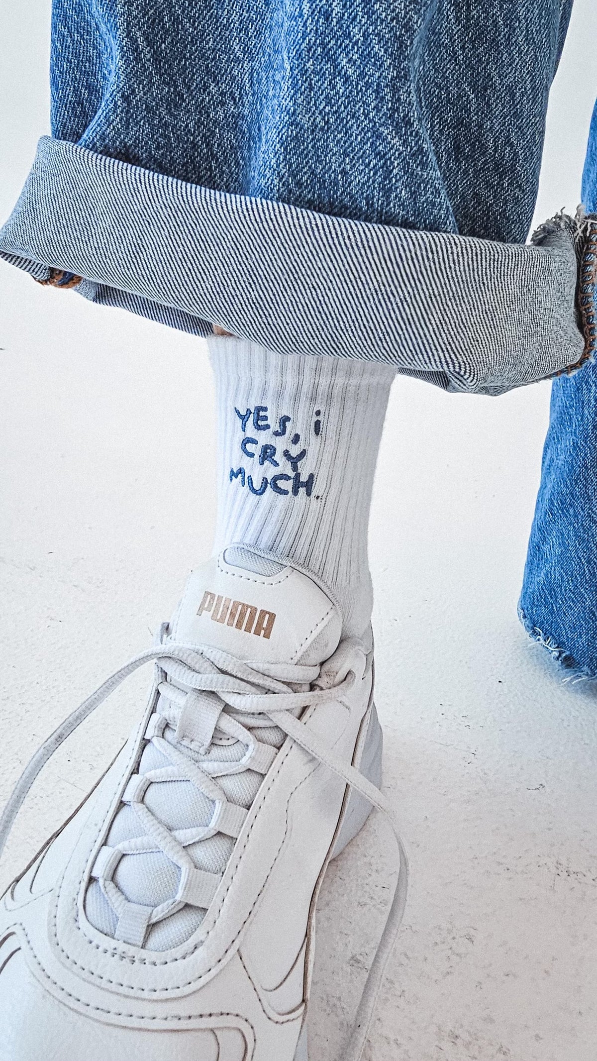 Tynora Unisex Custom Embroidered White Socks . Personalized Crew Socks with Stretch Cotton Blend